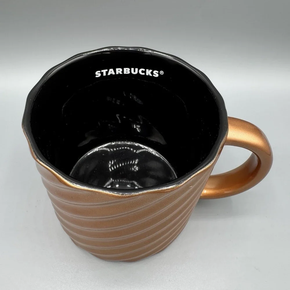 Starbucks 2024 Brown Gold Ceramic Coffee Mug Cup 14 Oz